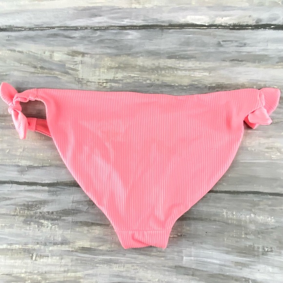 Mystic Coral Ribbed Bikini Bottoms Pink Side Knot Swim Bathing Suit M 7-9 - Picture 7 of 12